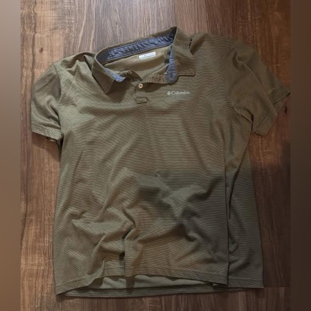 Columbia Men's Olive Green Polo with Dark Gray Collar